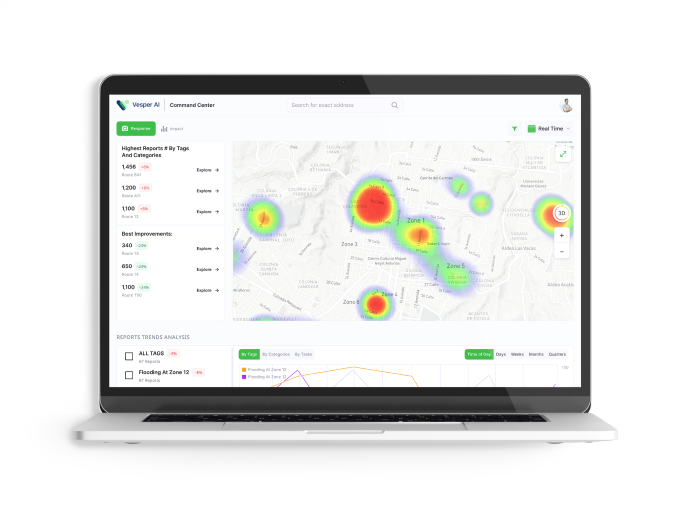 Laptop depicting Vesper AI data on a map